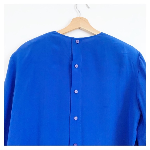 Vintage Blue Button down Top with pockets medium - Picture 4 of 7